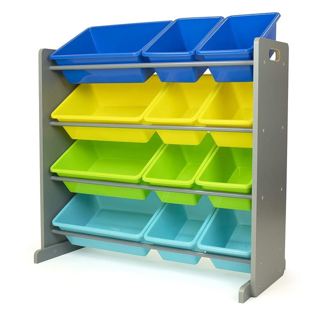 Humble Crew Toy Storage Organizer, Grey/Blue/Green/Yellow 34x11x31,12x9x6,16xx12x6 inches