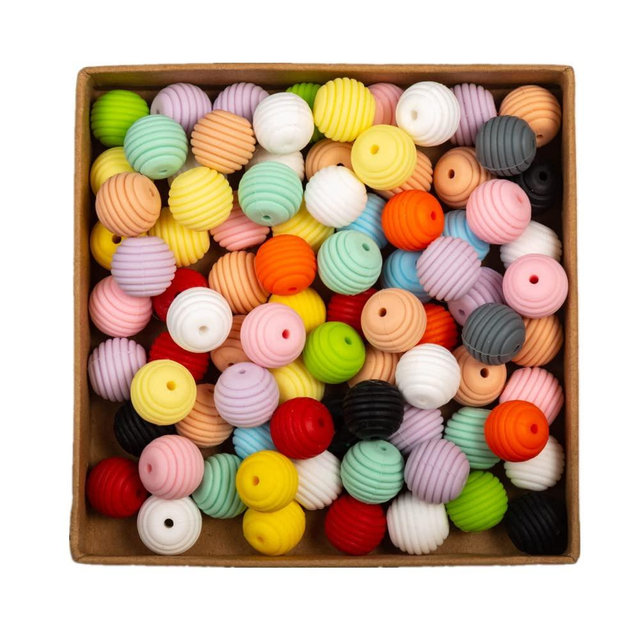 Decoendiy 50 Pieces Honeycomb Silicone Beads,15mm Colorful Loose Silicone Beads for DIY Necklace Bracelet Jewelry Making Supplies (Mixcolor)