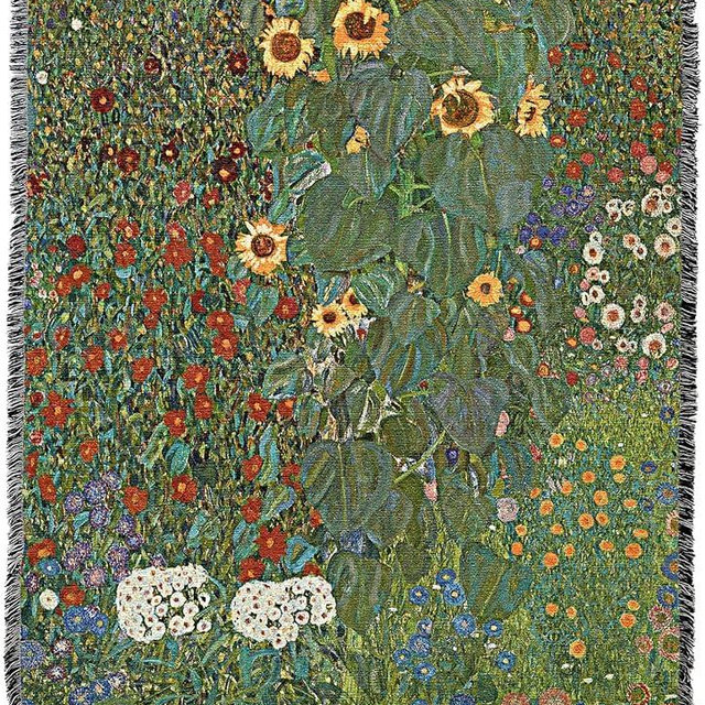 Pure Country Weavers Farm Garden with Sunflowers Blanket by Gustav Klimt - Fine Art Gift Tapestry Throw Woven from Cotton - Made in The USA (72x54)