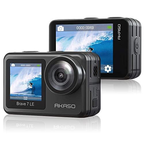 AKASO Brave 7 LE 4K30FPS 20MP WiFi Action Camera with Touch Screen Vlog Camera EIS 2.0 Remote Control 131 Feet Underwater Camera with 2X 1350mAh Batteries