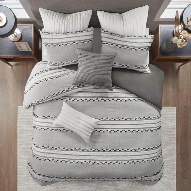 3pc Full/Queen Hailey Cotton Gauze Waffle Weave Duvet Cover Set Gray -  Urban Habitat