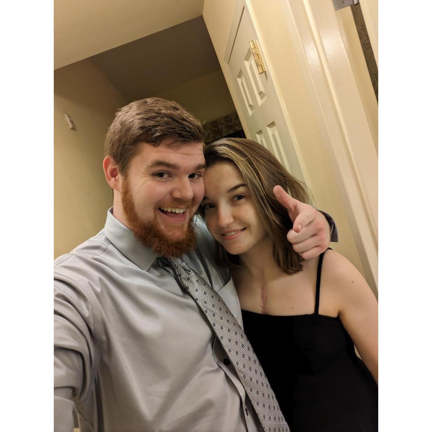 We got all dressed up to go out to eat in Savannah.