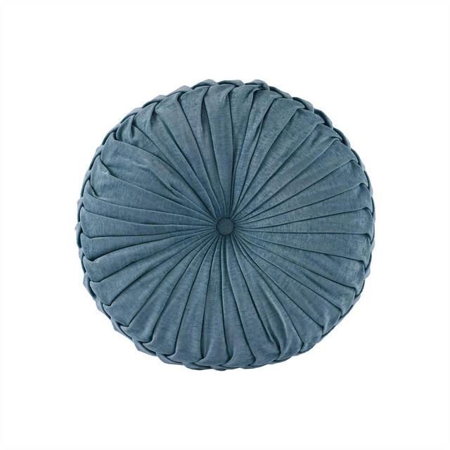 22" Oversize Lorissa Poly Chenille Round Floor Pillow Aqua - Intelligent Design