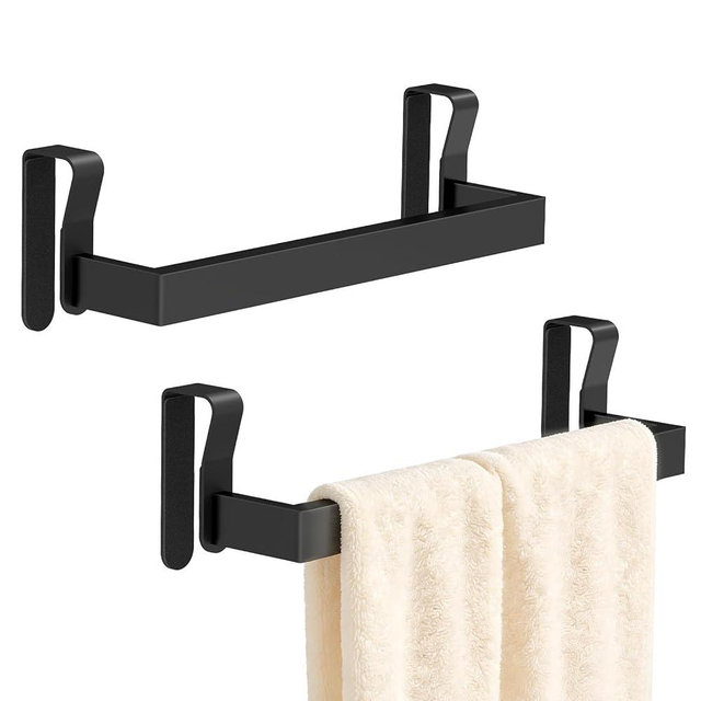 STWWO Over the Door Towel Rack, Kitchen Towel Holder – Deep Back Panel, One-Piece No-Install Design for Cupboard & Cabinet Door Use, 2 Pack