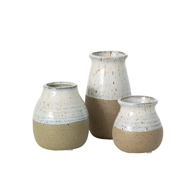 Sullivans Small Ceramic Vase Set, Rustic Home Decor, Great for Centerpieces, Kitchen, Office or Living Room, Two-Toned (CM2947)