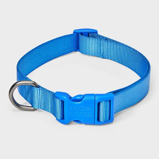 Basic Adjustable Dog Collar with Matching Buckle - L - Blue - Boots & Barkley™