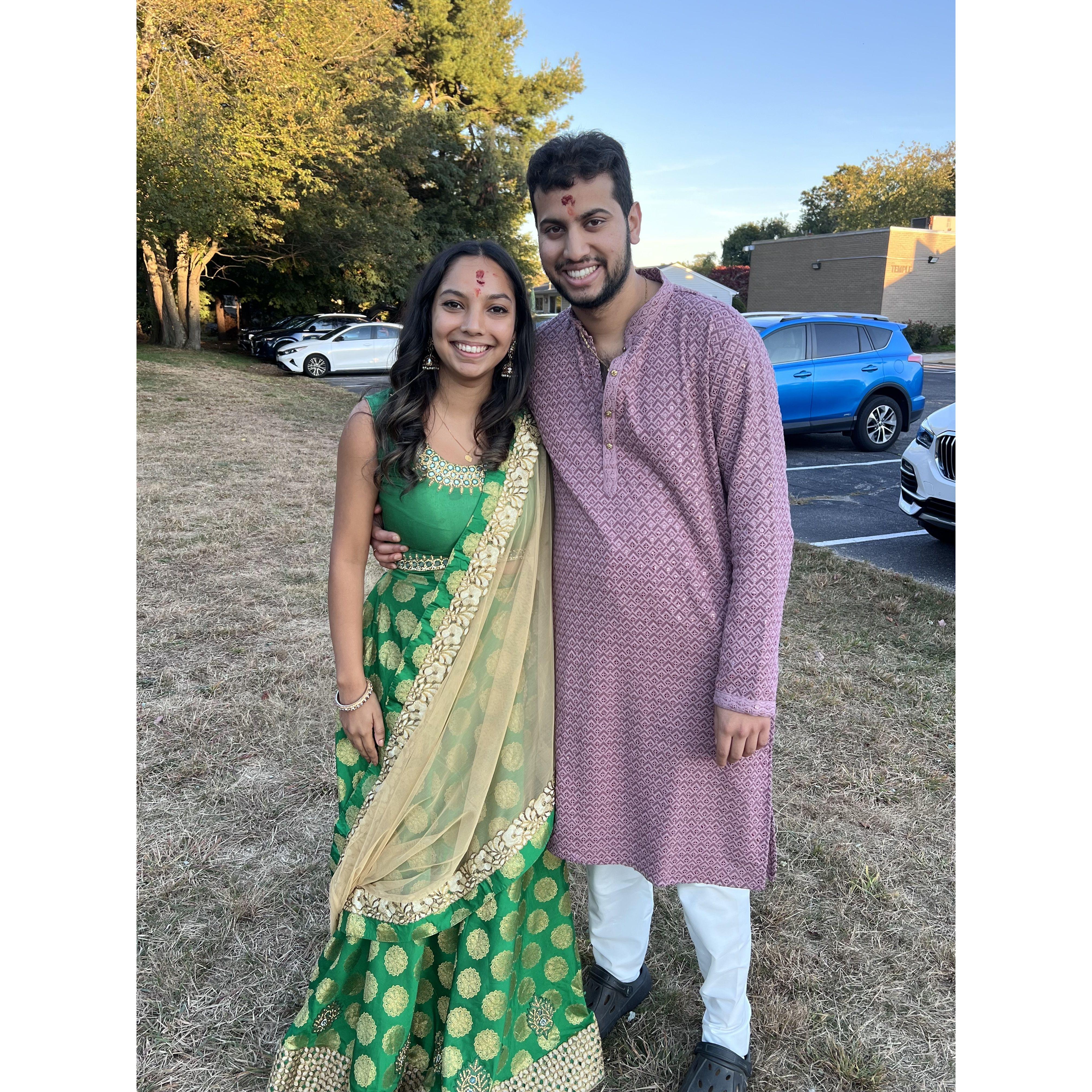 Our engagement ceremony at the Rhode Island Hindu Temple