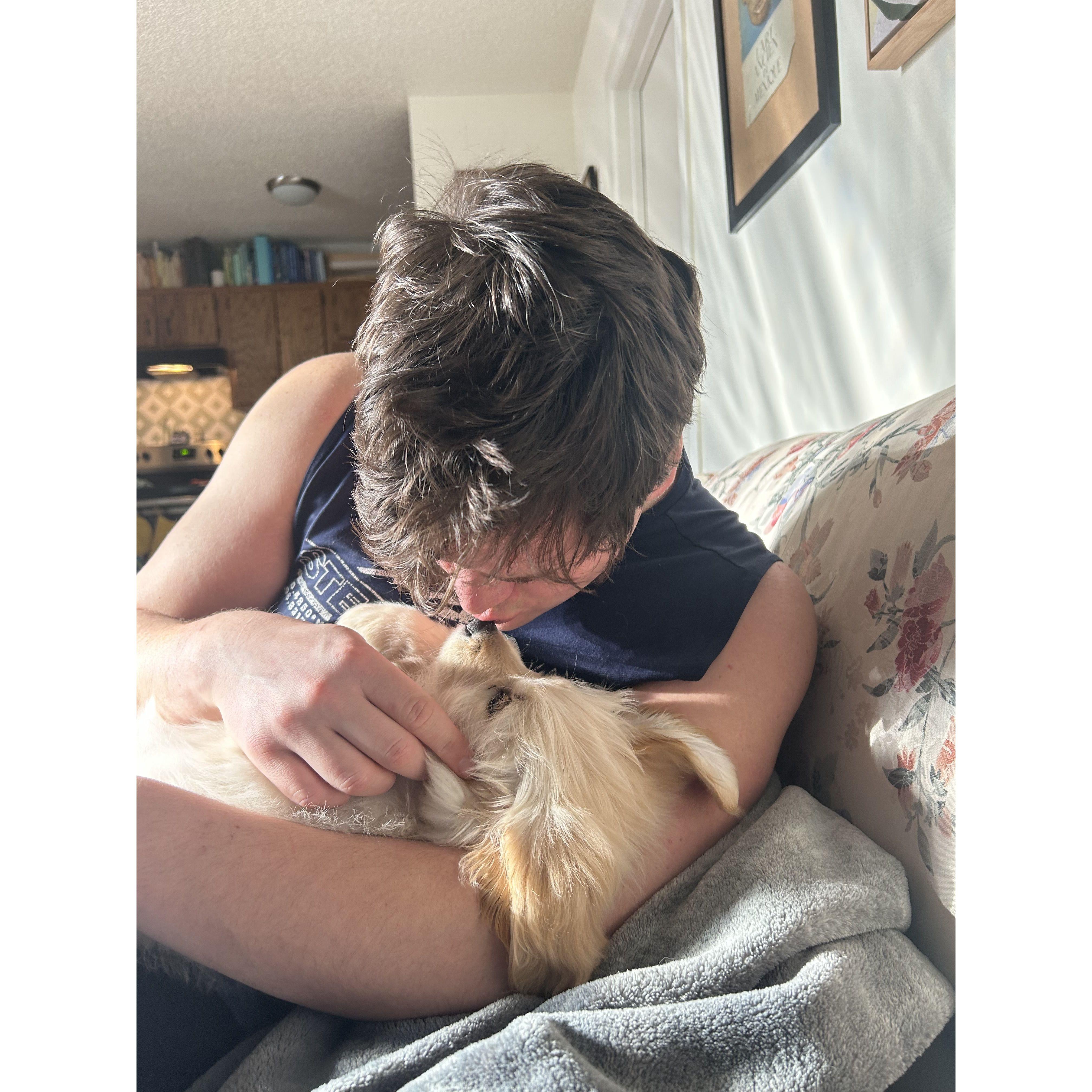 We got a puppy a few days before we got engaged in January 2024. Her name is Maya, and we are in love
