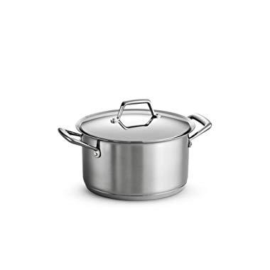 Tramontina 80101/016DS Gourmet Prima Stainless Steel, Induction-Ready, Impact Bonded, Tri-Ply Base Covered Sauce Pot, 6 Quart, Made in Brazil