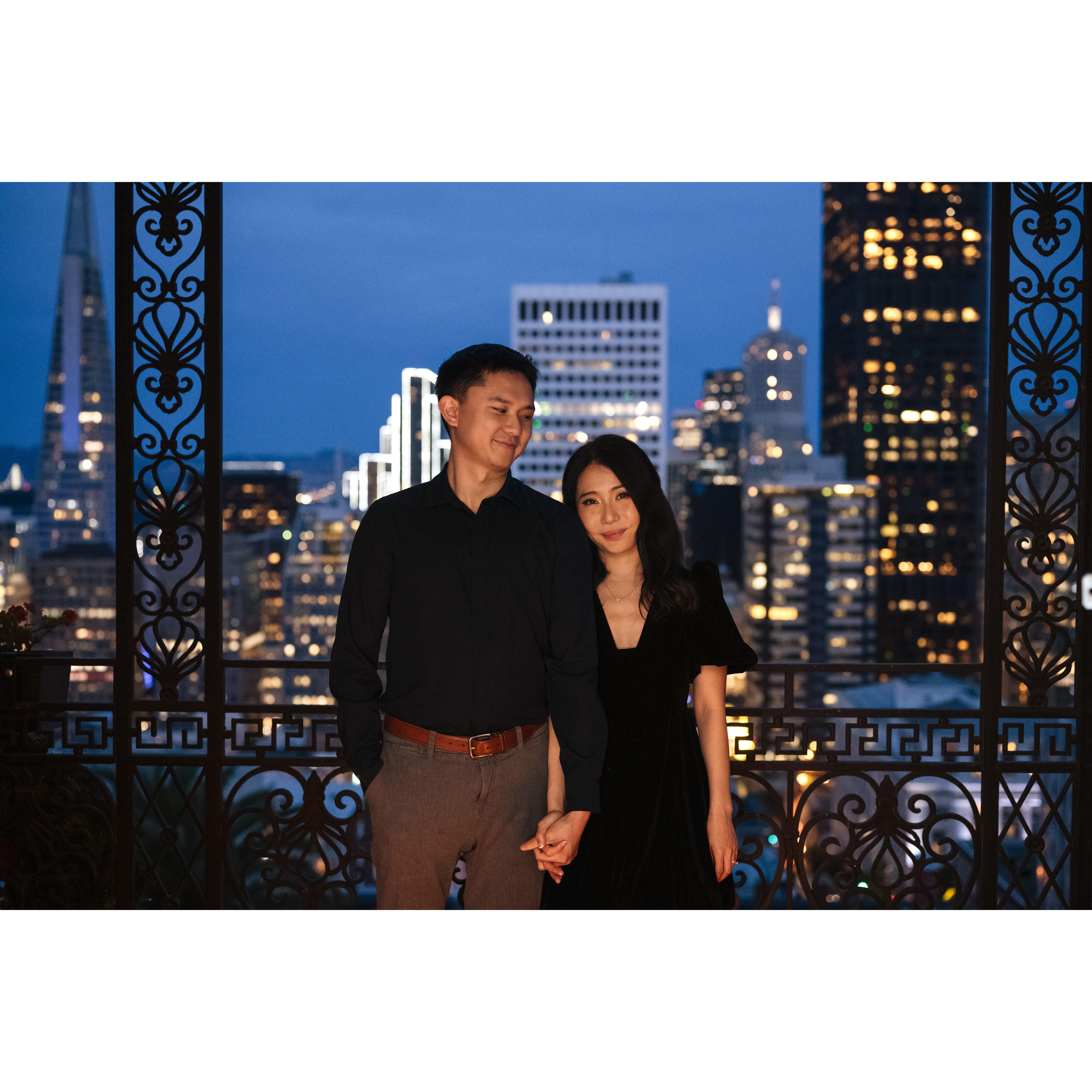2023: Amy also had a proposal of her own for Edwin with our wedding rings in SF!
