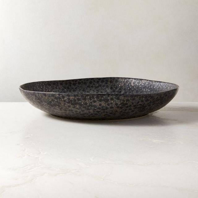 Melva Black Serving Bowl with Reactive Glaze