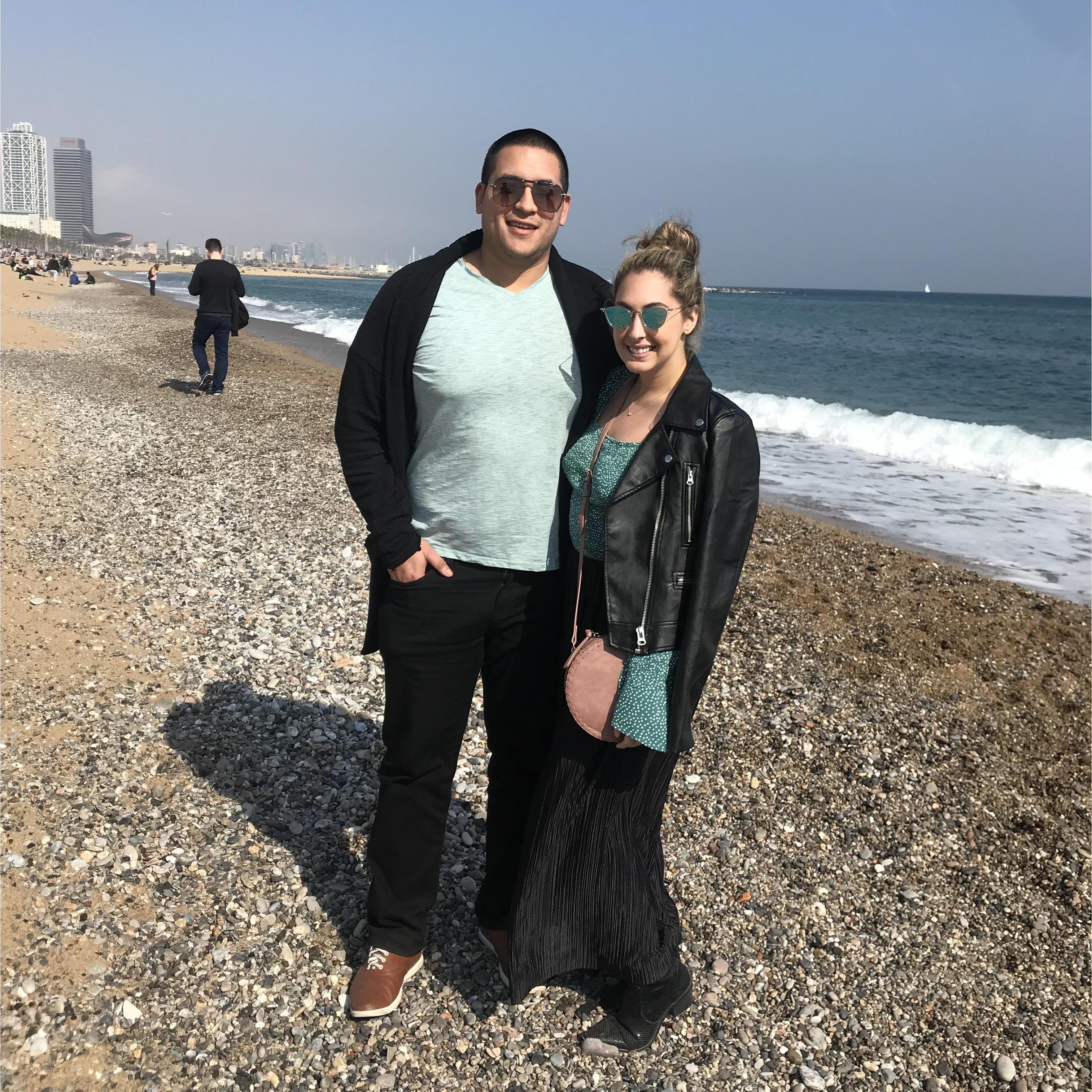 Our first time at the beach in Barcelona together.