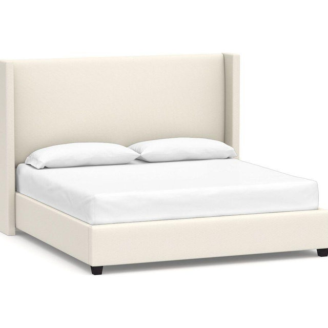 Elliot Non-Tufted UPH Bed, King, Tall Headboard 54.5"h, PRF Heathered Basketweave Ivory