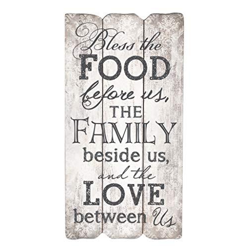 P. Graham Dunn Bless The Food Family and Love 12 x 6 Small Fence Post Wood Look Decorative Sign Plaque