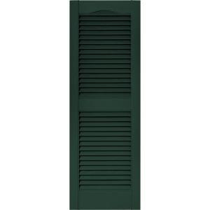 15 in. x 43 in. Louvered Vinyl Exterior Shutters Pair in #122 Midnight Green