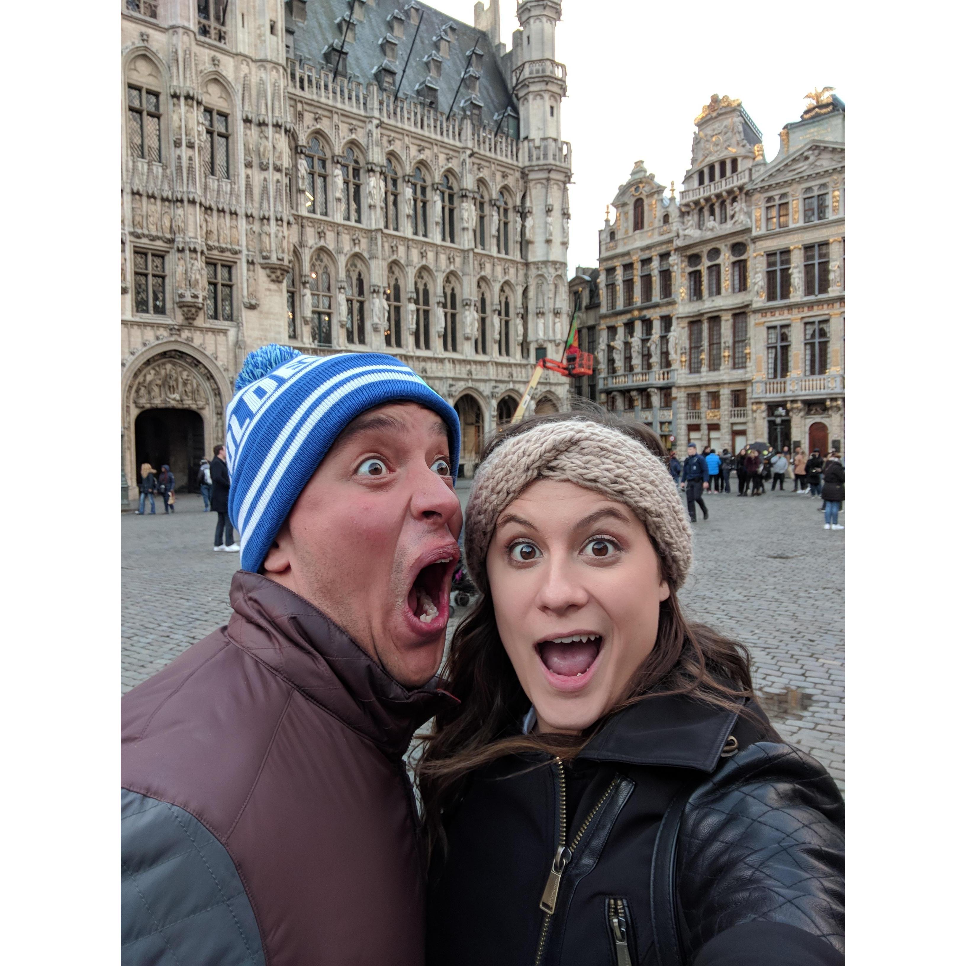 We share of a love of traveling and a bucket list a mile long. This trip to Belgium marked our first big international trip together just the two of us.
[The Grand Place in Brussels]