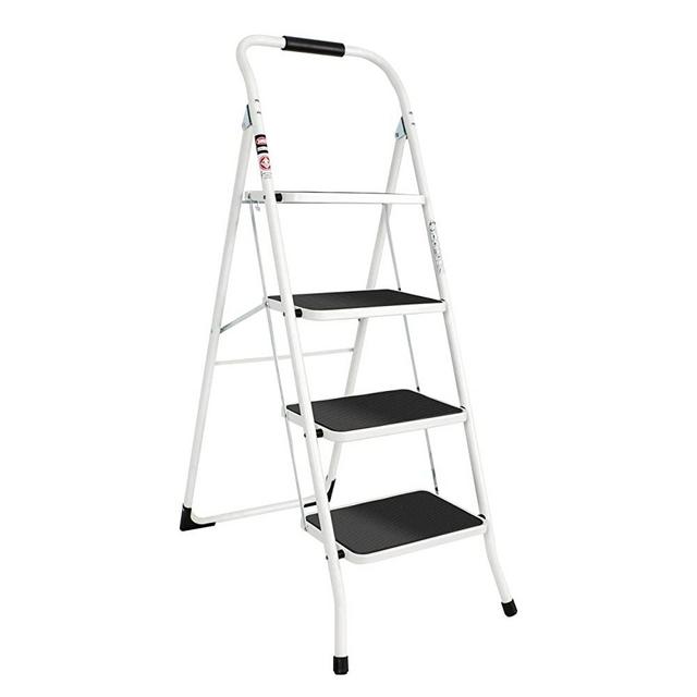 EFINE 4 Step Ladder, Back Bending Handrail Design, High Grade Steel with Smooth Powder Coating, Sturdy and Lightwight, Holding up to 330lbs.