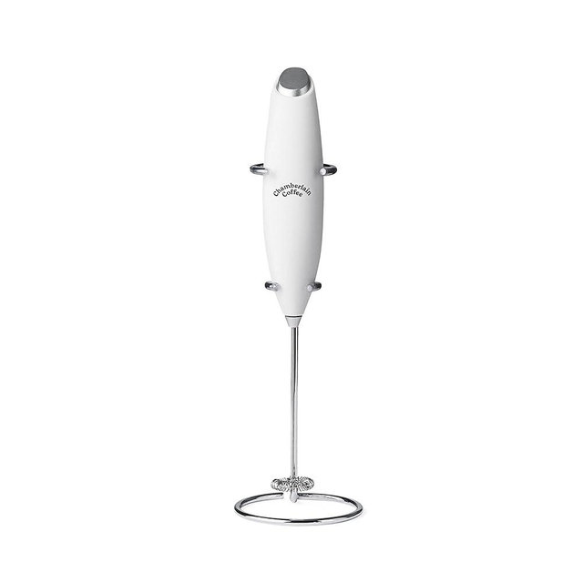 Chamberlain Coffee White Milk Frother - Handheld Frother for Coffee, Matcha, Hot Chocolate and Drink Mixer - Electric Foam Maker - White