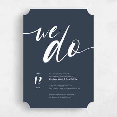 Blue Ticket Wedding Invitation - Lyons Classic