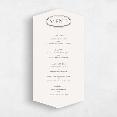 Beige Diamond Wedding Menu - Alpino
