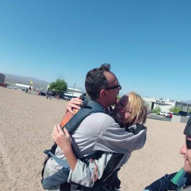 After our skydiving adventure in Las Vegas, he ran up and hugged me as soon as we both landed!