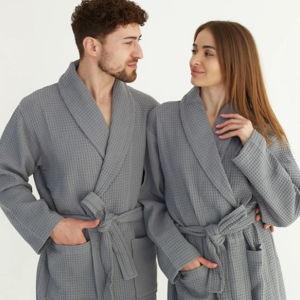Couples Waffle Cotton Robe Set – Size M + L, No Embroidery