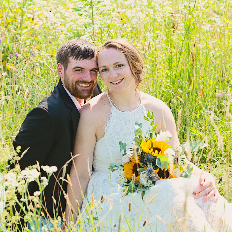 Buckle in: Spencer in this photo had just spotted a dead coyote amongst the grasses a mere 2 feet away from the unaware Maddie. Now do any of you think he informed his brand new wife of this fact?
