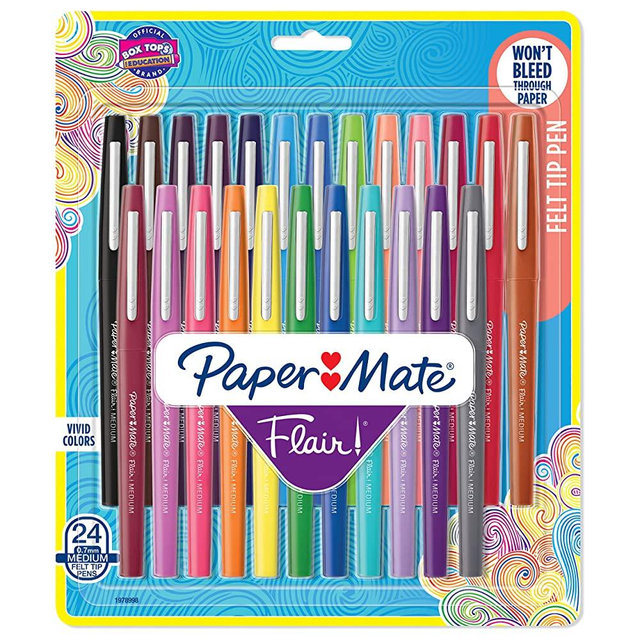 Paper Mate Flair Felt Tip Pens | Medium Point 0.7 Millimeter Marker Pens | Back to School Supplies for Teachers & Students | Assorted Colors, 24 Count