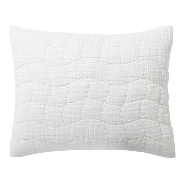 Cloud Handcrafted Cotton/Linen Quilted Sham, Standard, White