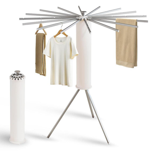 LIENAHU Clothes Drying Rack,Drying Rack Clothing,Laundry Drying Rack,Floor Standing,16 Aluminium Poles,Collapsible,Retractable,Foldable,Folding Laundry Rack