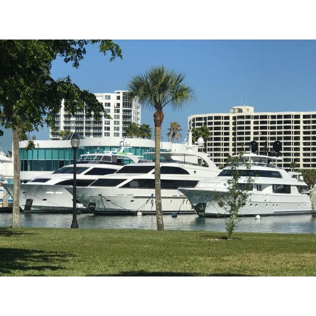 Take a walk in Bayfront Park and look at the big boats!