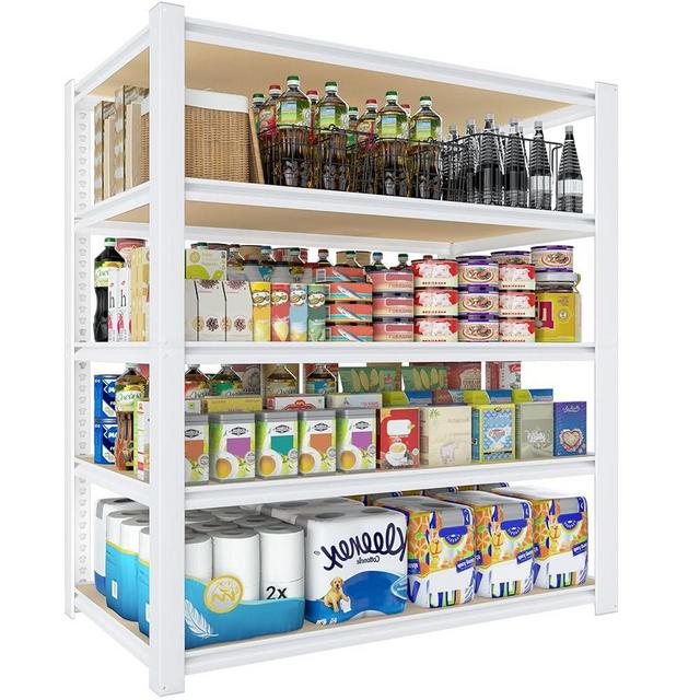 PrimeZone 36" W x 16" D x 72" H Closet Storage Shelves - 5 Tier White Metal Connector Shelving, Adjustable Heavy Duty Garage Shelves, Utility Rack Organizer Shelf for Kitchen Pantry Closet Garage