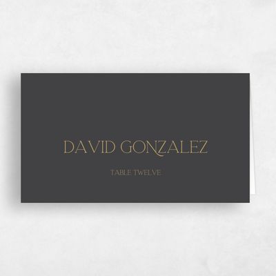 Black Typography Wedding Place Card - Hazeldale