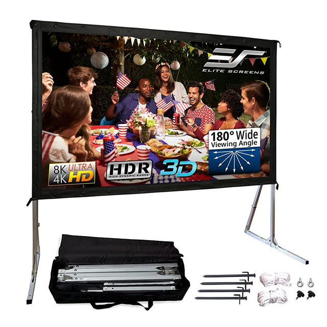 Elite Screens Yard Master 2, 100-inch Outdoor Indoor Projector Screen 16:9, Fast Easy Snap On Set-up Freestanding Portable Movie Foldable Front Projection | OMS100H2 - US Based Company 2-YEAR WARRANTY