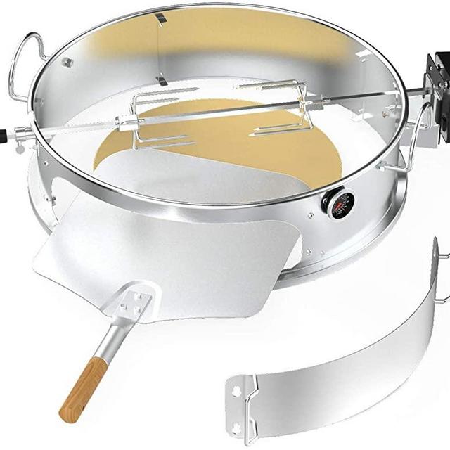 only fire Multi-Purpose Stainless Steel Rotisserie Ring Kit for Weber 22 1/2" Kettle and Other Similar Grills