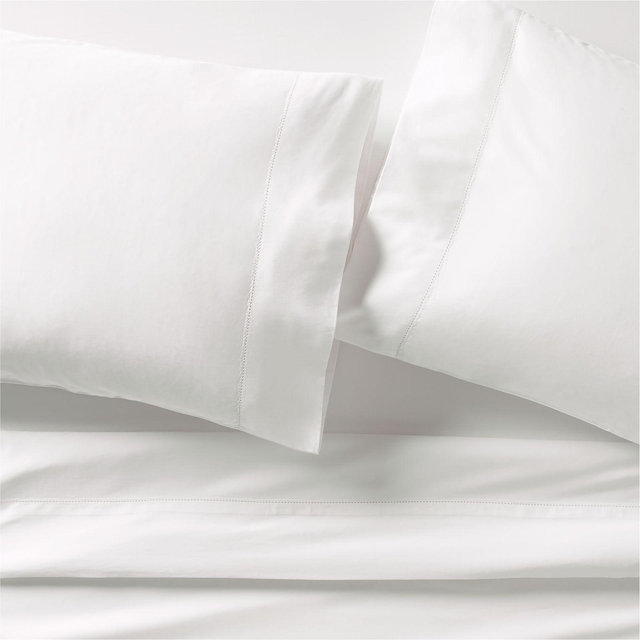 Serene Washed Organic Cotton Sateen White Full Sheet Set