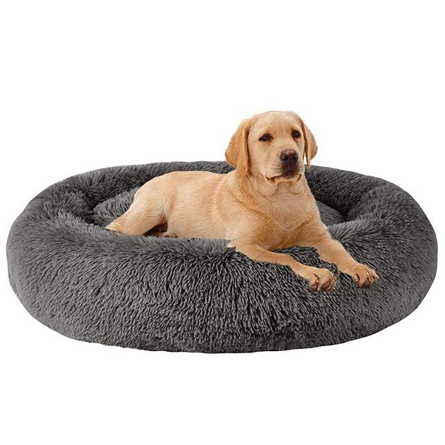 MFOX Calming Dog Bed (L/XL/XXL/XXXL) for Medium and Large Dogs Comfortable Pet Bed Faux Fur Donut Cuddler Up to 25/35/55/100lbs