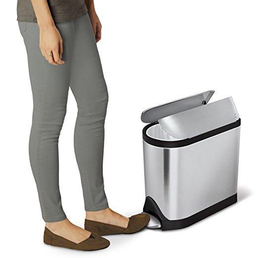 simplehuman Butterfly Step Trash Can, Stainless Steel, 10 L / 2.6 Gal