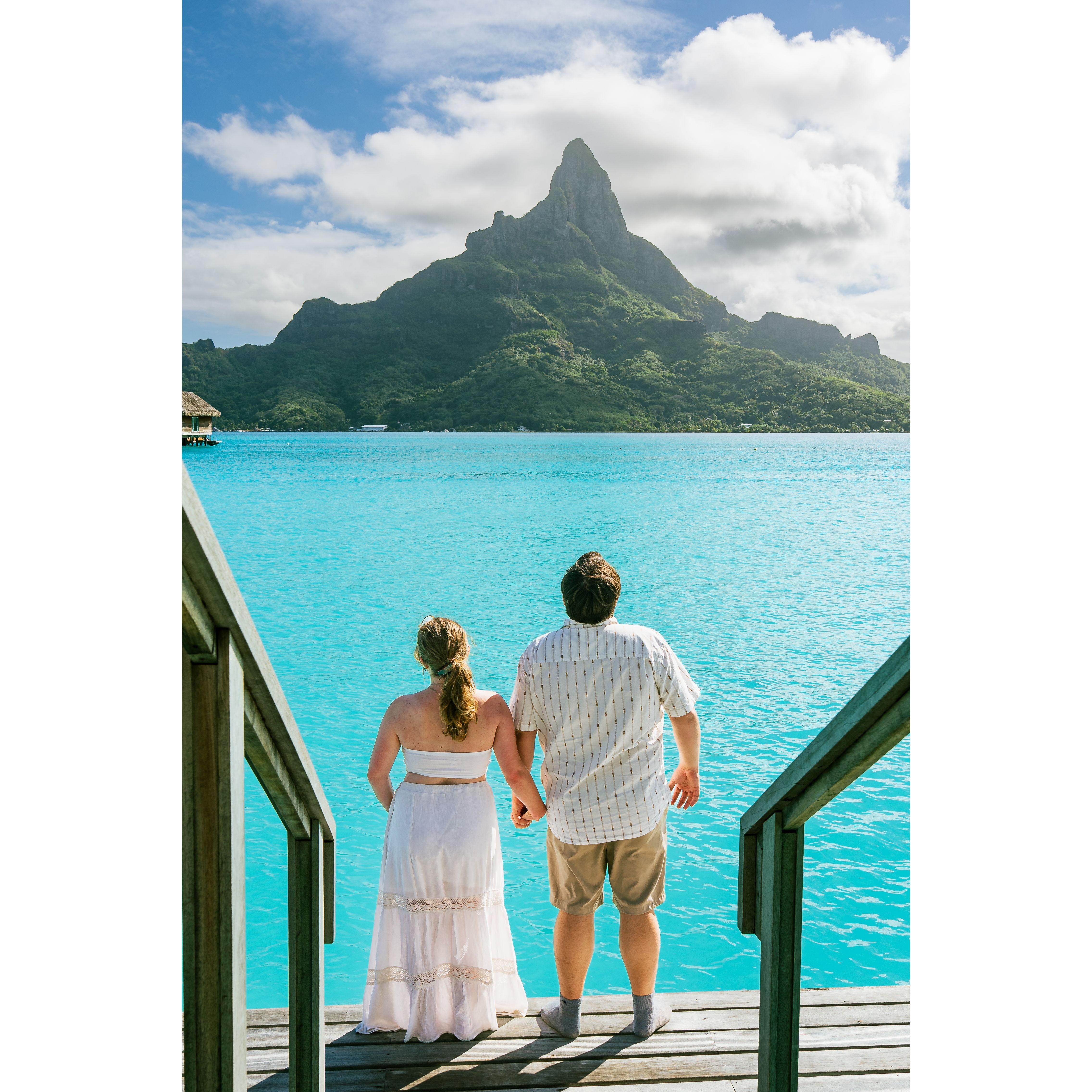 The view from our overwater bungalow in Bora Bora