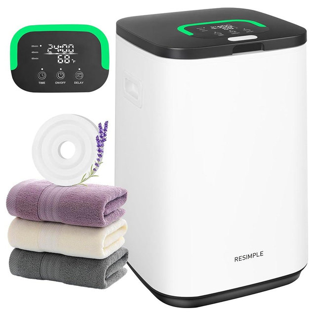 RESIMPLE Towel Warmer for Bathroom, 23L Large Hot Towel Warmers Bucket with LED Display, 3 Heating Modes, Up to 24 Hour Delay, Luxury Towel Heater for Oversize Bathrobes Blankets - Simple Black