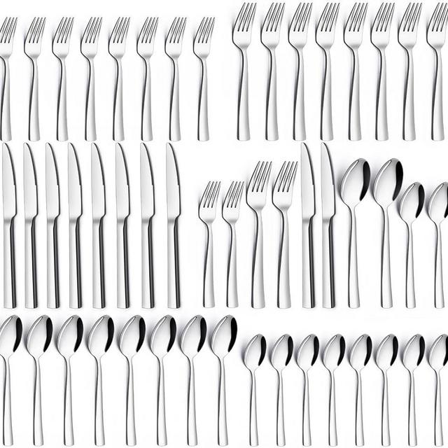 40-Piece Silverware Set with Serving Utensils, Heavy Duty Stainless Steel Flatware Cutlery Set for 8, Food-Grade Tableware Cutlery Set, Utensil Sets for Home Restaurant, Mirror Finish, Dishwasher Safe