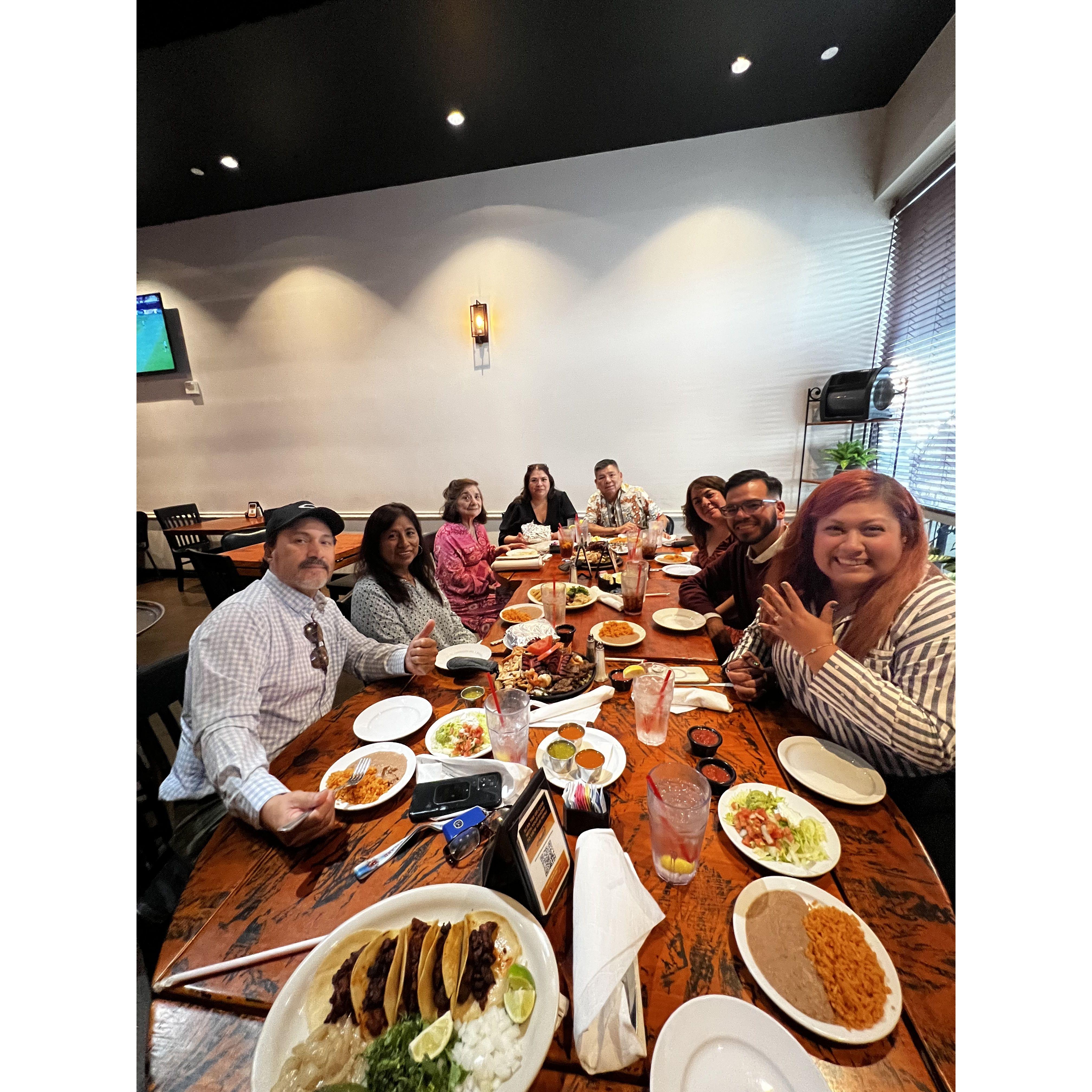 Celebratory dinner at Amelia's in Rowlett, Tx!