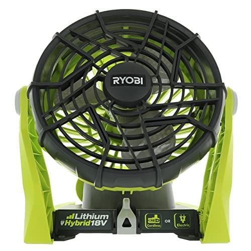 Ryobi P3320 18 Volt Hybrid One+ Battery or AC Powered Adjustable Indoor / Outdoor Shop Fan (Battery and Extension Cord Not Included / Fan Only)