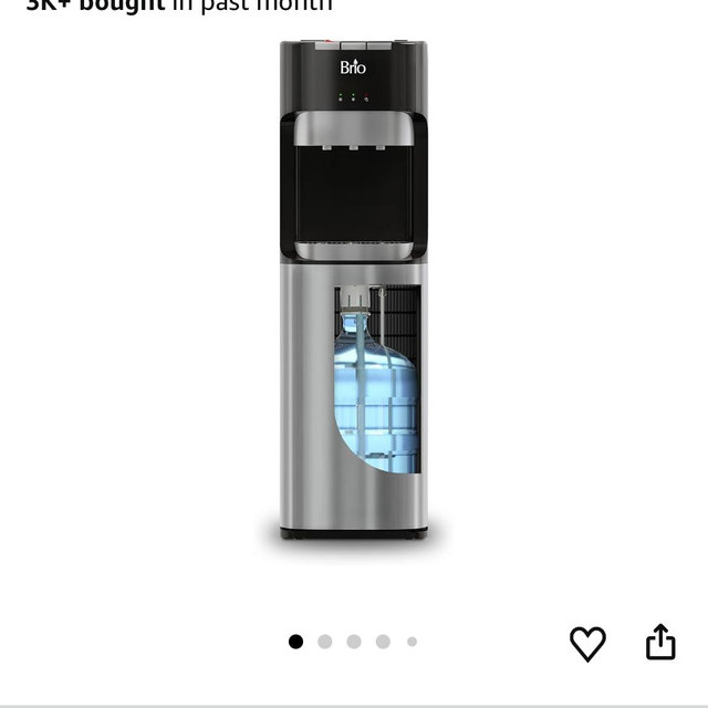 Brio Bottom Loading Water Cooler Dispenser for 5 Gallon Bottles - 3 Temperatures with Hot, Room & Cold Spouts, Child Safety Lock, LED Display with Empty Bottle Alert, Stainless Steel