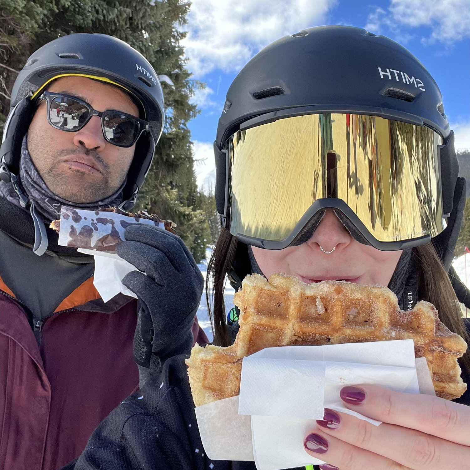 A winter staple of ours - mountain-side waffles at Winter Park.