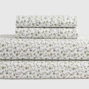 Classic Organic Percale Sheet Set in Green Florette