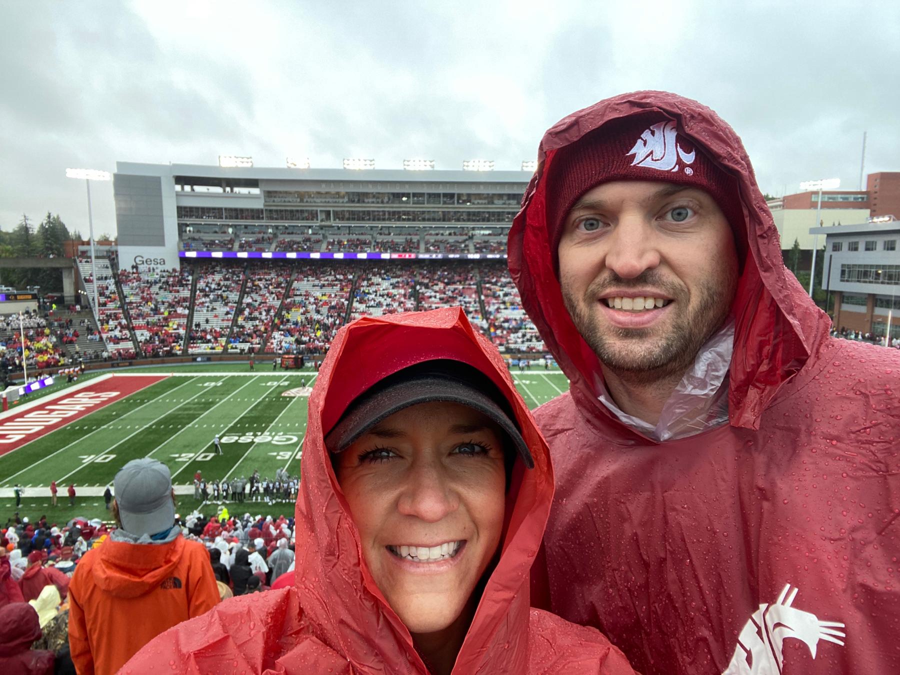 Allison helping Blake cheer on his Cougs!