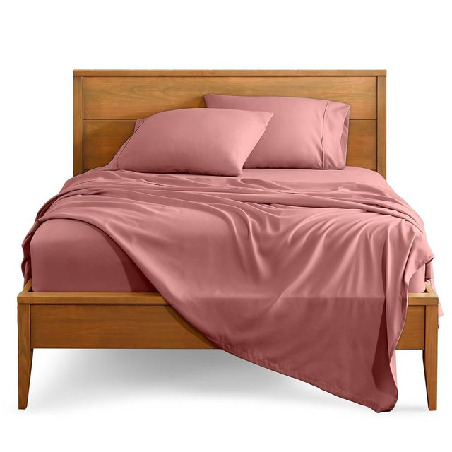 Bare Home King Sheet Set - Luxury 1800 Ultra-Soft Microfiber King Bed Sheets - Double Brushed - Deep Pockets - Easy Fit - 4 Piece Set - Bedding Sheets & Pillowcases (King, Dusty Rose)