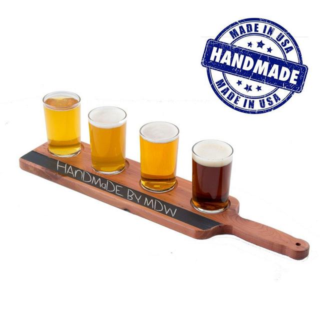 Handmade Deluxe Professional Beer Flight with Chalkboard, 5-Piece