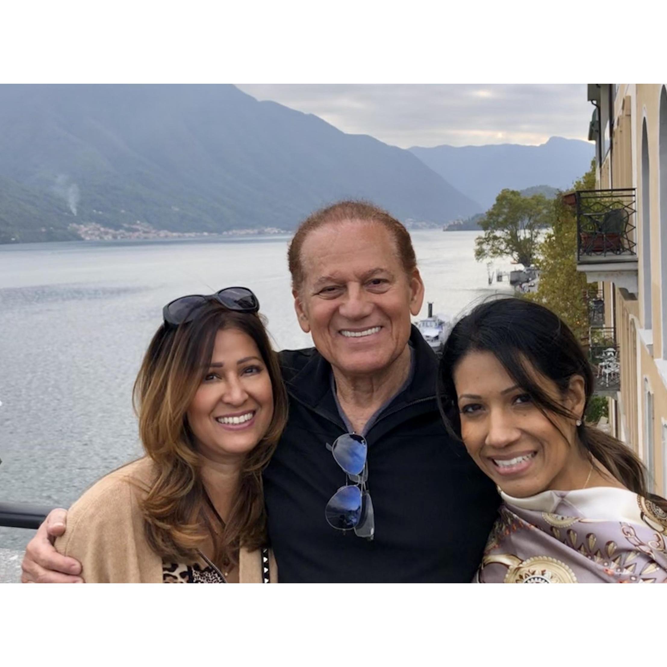 Dad with #1 & #2 overlooking Lake Como, Italy